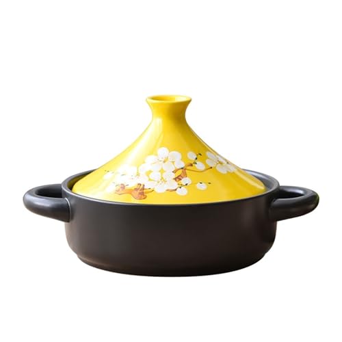 HAJHI Tajine Topf Offene Flamme Gas Handbemalt Keramik 1,5L für 1–2 Personen Tagine Marokko Langsamgaren Suppe Schmoren