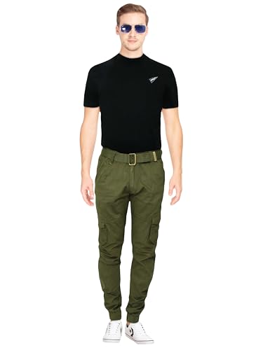 Image of Men's Regular Fit Solid Cargo Pants