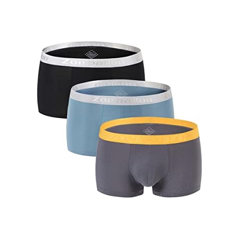 ZUOLAIYIN Men's Boxer Shorts, Pack of 3, Men's Bamboo Underwear, Pants Underwear, Men's Retro Shorts, Boxers, M, L, XL, XXL, XXXL, 96 grey + 97 black + 97 blue, XXL Cover