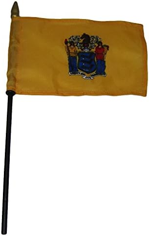 AES State of New Jersey 4"x6" Flag Desk Set Table Wood Stick Staff image 2