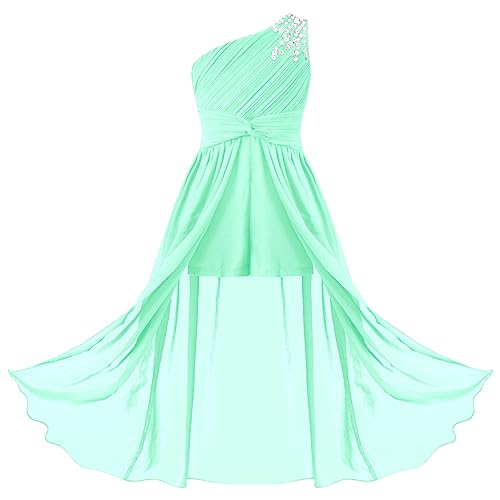YiZYiF Girls Elegant Sparkly One Shoulder Romper Dress Flower Girl Junior Bridesmaid Dresses Party Dance Gown