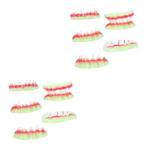 minkissy 2sets Zombie Fiend Dentures Teeth Halloween Decorate Fake Teeth for Masquerade Ball 5pcs*2