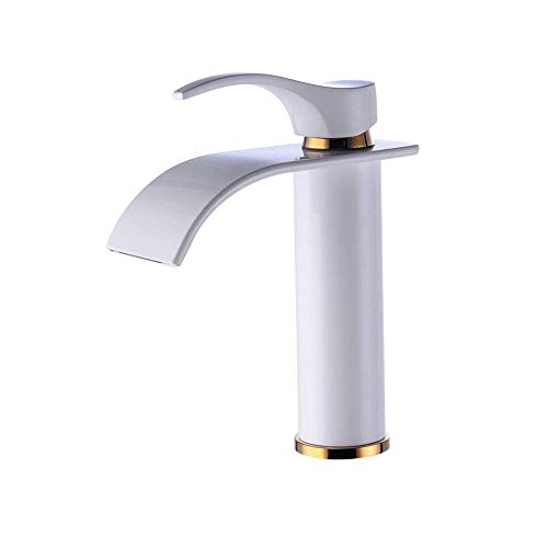 Robinet de cascade eau chaude et froide avec mitigeur monotrou à paragraphe court pour vasque blanche