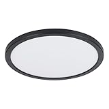 EGLO LED Deckenlampe Campaspero 2, extra-flache Deckenleuchte, runde Lampe Decke Badezimmer, Badlampe aus Kunststoff in Schwarz, neutralweiß, IP44, Ø 29,5 cm