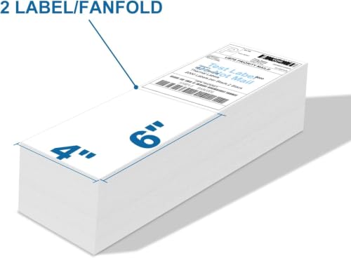 Image of 9527 Product 4 inch x 6 inch Zebra Fanfold Direct Thermal Shipping Labels,2 Stacks, 4000 Labels White, Perforated (2,000 Label per Stack)