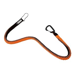 Pelican – Paddle Leash and Leash Fishing Rod – Paddle Holder – Kayak Accessories Strechable Coiled Rod for Kayak and SUP Paddles, Orange, Long