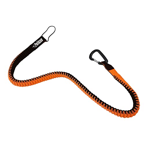 Pelican – Paddle Leash and Leash Fishing Rod – Paddle Holder – Kayak Accessories Strechable Coiled Rod for Kayak and SUP Paddles, Orange, Long
