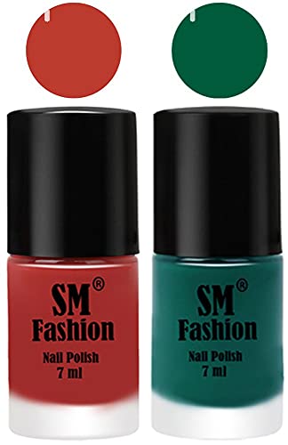 Image of Long Lasting Nail Polish | Nail Paint Combo 7 ml Each) - Set of 2 Dark Peach-Green