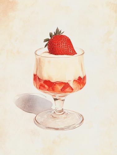 Peinture diamant 5D cuisine décor yaourt fraise 40x50