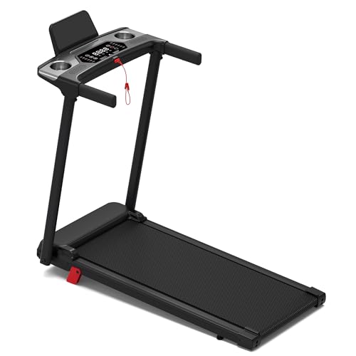 Image of Portable Treadmill with Handle, 3.0HP Walking Pad Treadmill, Electric Compact Treadmills,Treadmills for Home Small Space with 12 Preset Programs, Walking Pad with Handle,300 LBS Capacity(Black)