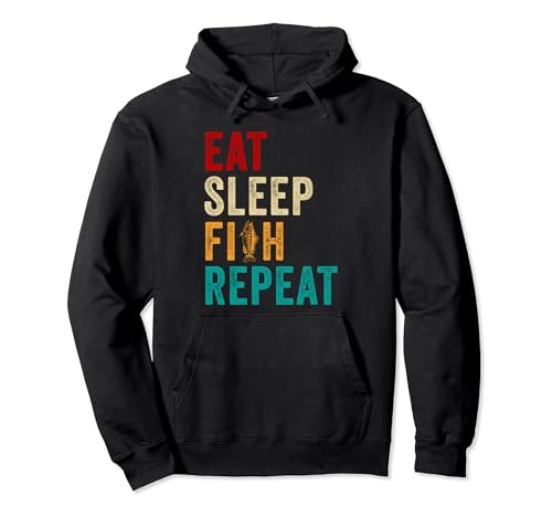 Eat Sleep Fish Repeat Funny Fishing Gifts Fisherman Retro Sudadera con Capucha