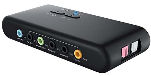 USB 7.1 Channel Surround Sound Adapter with Volume Control and Optical Audio Input