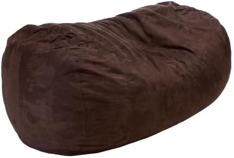 Plush Cylindrical Bean Bag Chair Comfy Floor Lounge Oversized Sit Seat Suede Cover with Memory Foam Filler for Living Room, Bedroom, Brown