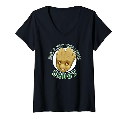 T-shirt col V Groot Les Gardiens de la Galaxie t-shirt Marvel homme imprimé geek
