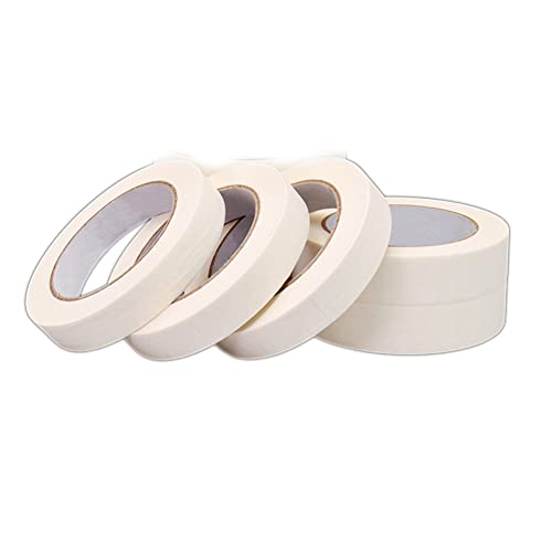 esowemsn 5 Rolls 2cm White Masking Tape Painters Tape Natural Rubber Adhesive Professional Grade...