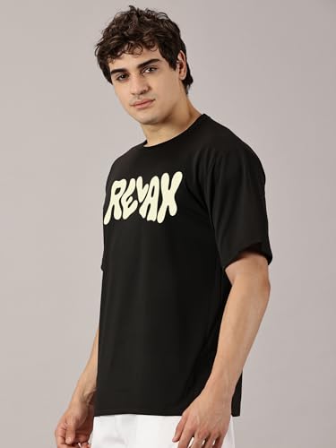 Image of RodZen Men's Cotton Round Neck Printed Oversized Loose Fit T-Shirt