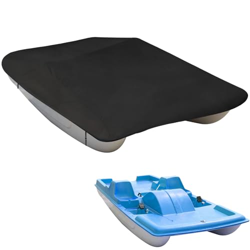 SPORTYOUTH Pedal Boat Cover, Universal Fit 3 or 5 Person Pedal Boat, Water-Resistant Anti-UV Dustproof Protective Covers Integrated with Windproof Buckle Straps - Black