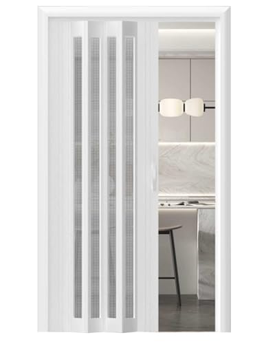 Puerta plegable de acordeón de PVC para dormitorio, armario, despensa, puerta interior decorativa, 76 x 100 cm
