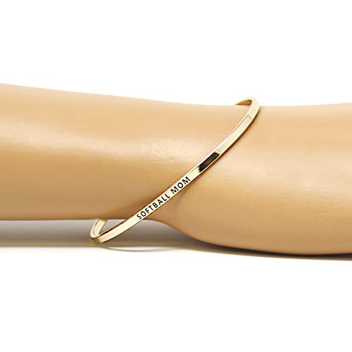By You Sports Mom Inspirational Messages Engraved Thin Bangle Hook Bracelets  thumb #4