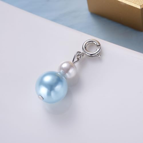 Image of MIXJOY Something Blue Gift for Bride, Wedding Day Bridal Blue Pearl Angel Wings Bouquet Garter Charm for Bride to Be