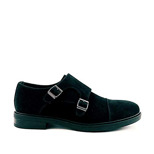 Zapatos Monk Strap Hombre con una Hebilla Ultra Confort de Ante, Antelina Cover