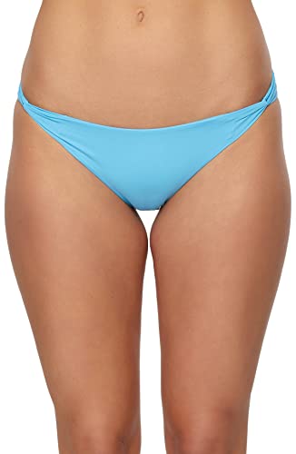 Womens Swim Saltwater Solids Sunset Medium-Coverage Bikini Bottom, Retro Blue, L #TOP1