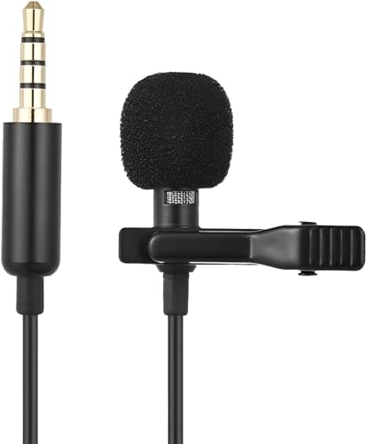 Clip on Microphone, Professional Grade Omnidirectional Mini Mic, 3.5mm Jack, Lapel Mic with Easy Clip on System, Compatible with Camera, PC for Interview, YouTube, Recording, Video Conference