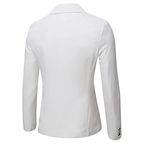 Men's Contrast Tuxedo Jacket Color Block Patchwork One-Button Notched Wedding Dinner Suit Lightweight Sport Coats(White,Xx-Large) #TOP1