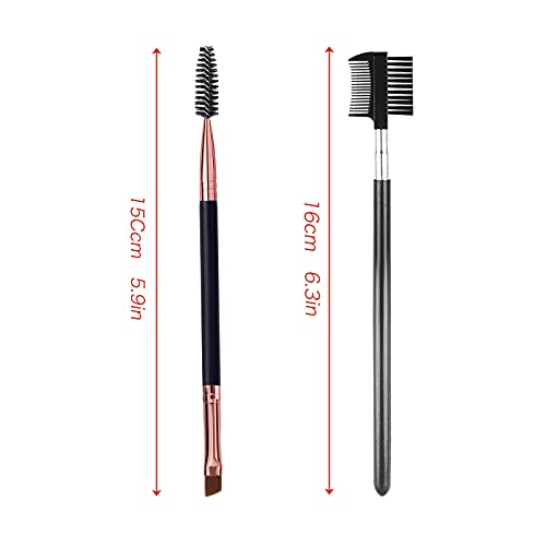 Duo Eyebrow Brush, Eyebrow Brush Eyelash Comb And Eyebrow Brush, Professional Angled Eye Brow Brush And Spoolie Brush Set. (Black+Black) #TOP6