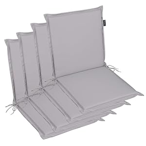LILENO HOME Gartenstuhl Auflagen [4er Set - Niedriglehner] in Grau - Bequeme Liegen als Sitzauflagen für Gartenmöbel - Stuhlkissen für Gartenstühle und Klappstühle MIA