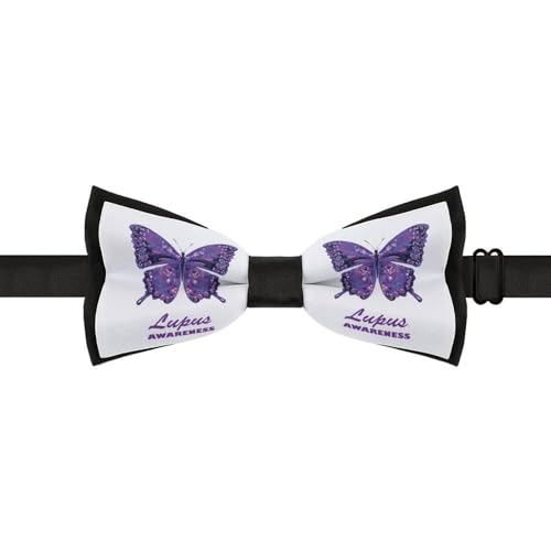 GoasNei Lupus Awareness Month Bow Tie for Men Adjustable Necktie Funny Tie Neck Ties for Weddings Party