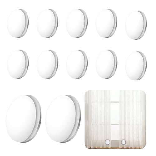 Yuaerbuo 12PCS Magnétiques Ronds Poids Rideau de Douche Magnetique Poid pour Rideaux, Aimant Rideau de Douche Adaptés Aux Rideaux et Nappes, Blancs, avec Boîte de Rangement