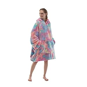 COSUSKET Adult Hoodie Wearable Blanket, Tie Dye Super Cozy Warm and Oversized Sherpa Blanket Hooded for Women