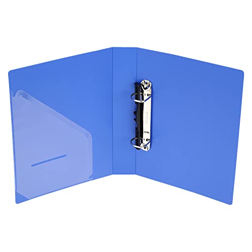 Image of Solo 2-D A5 Ring Binder File Folder, Office Document Organizer with Inside Pocket, Presentation Display Plastic Voucher File for Certificates, Portfolio, Papers & Projects (1, Blue)