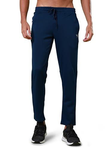 Image of TECHNOSPORT Men Mid Rise Solid Regular Fit Track Pant with Technodry, Antimicrobail for Gym, Workout, Sports and Regular Use