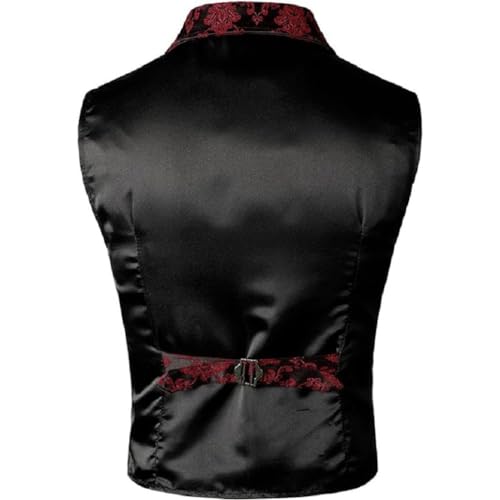 Darkrock Gothic Rock Victorian Steampunk Edwardian Western Brocade Gothic Red/Black Mens Suit Vest Waistcoat3
