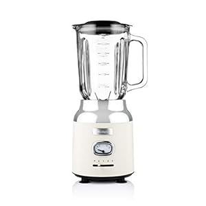 Westinghouse Retro Blender – 1,5L – Smoothie Maker & IJscrusher – 4 Snelheden – Glazen Kan – 600W – Beige