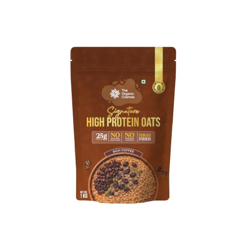 Image of The Organic Cosmos Signature High Protein Oats | 25g Protein | Rich Coffee Flavour | Gluten Free | High Fiber | Whole Grain Oats | No Artificial Sweetener | No Artificial Flavours | 1kg