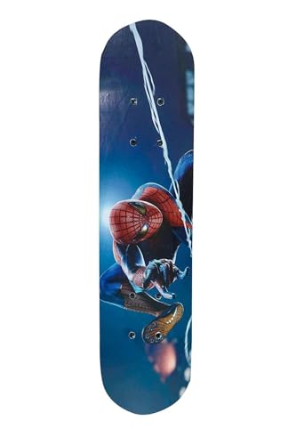 Image of BABAFAB Portable Handheld Lightweight Skateboard 24 inchX 6 inch Light Flashing 4 Wheels Mini Cruiser Skateboard, Beginners Longboard Suitable for Kids, Age (5-9 Years) (Spider Man Print)