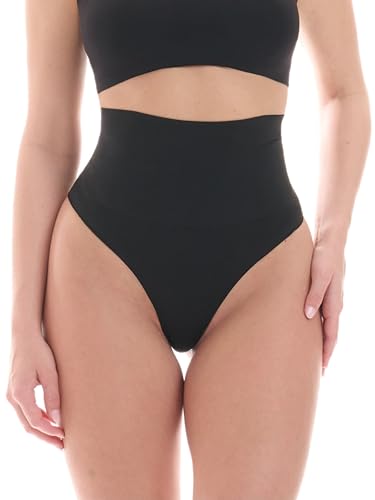 TONEST Shapewear Donna - Perizoma Snellente - Vita Media - Intimo Modellante - Guaina Contenitiva - Mutande Donna Pancia Piatta - 1050-MS-CC (M, Nero)