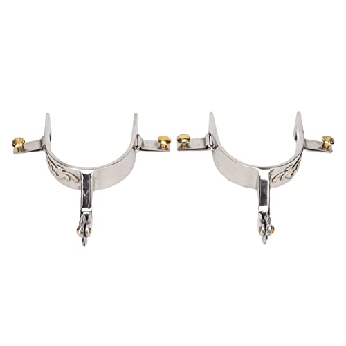 YedaHcy 2Pcs Horse Spurs Stainless Steel Westerns Cowboys Spurs with Rotating Gear for Equestrian Enthusiasts, to Install and Operate, Beautiful Hand Engraved Decor, Safe and Durably