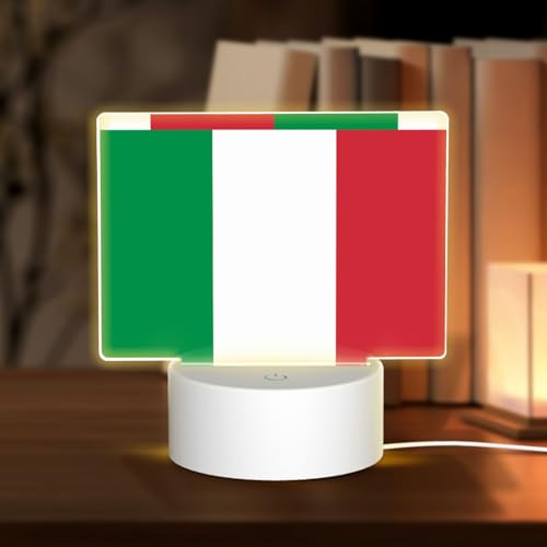 PHAYAH Italian Flag Pattern Rectangle Decorative Night Lights with USB Plug in Table Lamp with 3 Light Modes Adjustable for Bedroom Living Room Cafe