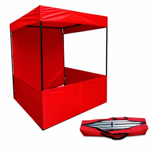 Image of Canopy Tent Portable Waterproof Demo Booth Canopy Stall 6x4x7 Ft for Outdoor Advertising, Marketing Stall, Exhibitions - UV Protection Portable Tent, Heavy-Duty with Carry Bag (6x4x7, Red)