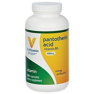 The Vitamin Shoppe Pantothenic Acid 500mg Vitamin B5 - Energy Production & Hair Skin Nails | Essential B Vitamin | 300 Capsules | Beauty