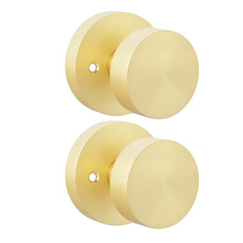 Image of Goldenwarm Gold Door Knob Dummy, Zinc Alloy Keyless Brushed Gold Door Knobs for Closet and Bifold - Single Side Non Turning (1 Pack /2 Pieces)