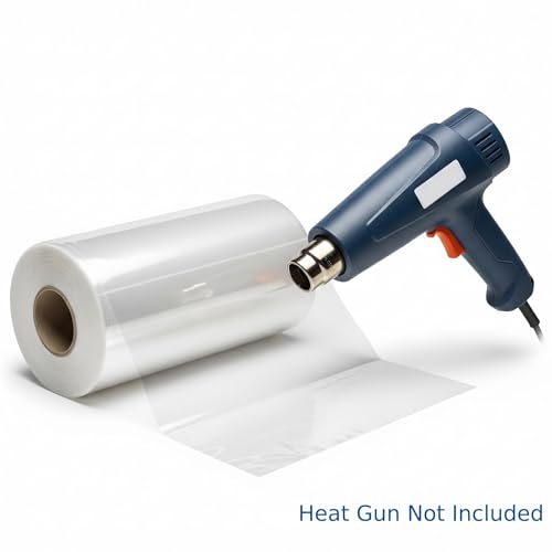 Image of ReachSimple PVC Heat Shrink Wrap Sleeve 12 Inch width x 10 Meters - [300mm width] 30 Microns thickness - Transparent Film for Packaging Medium Boxes (Requires Heat Gun)