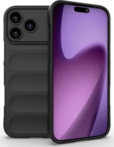 Image of ShieldTech AirGuard Series Back Cover Case for Apple iPhone 17 Pro Max | Microfiber Lining | Airbag Cushion Drop Protection | Shockproof Silicone Cover | Anti Slip Grip - Black for iPhone 17 Pro Max