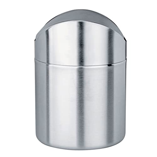 Acan Tradineur - Papelera de sobremesa 1,5 litros con tapa oscilante, acero inoxidable 16,5 x 12 cm, cubo de basura, contenedor metálico de residuos, desechos, reciclaje para cocina, hogar