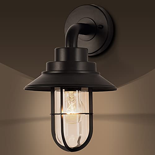 C Cattleya Outdoor Barn Light Matt Black 1-Light Outdoor Armed Sconce Wall Lantern Light Fixture For Front Porch/Garage/Patio/Deck/Garden thumb #1