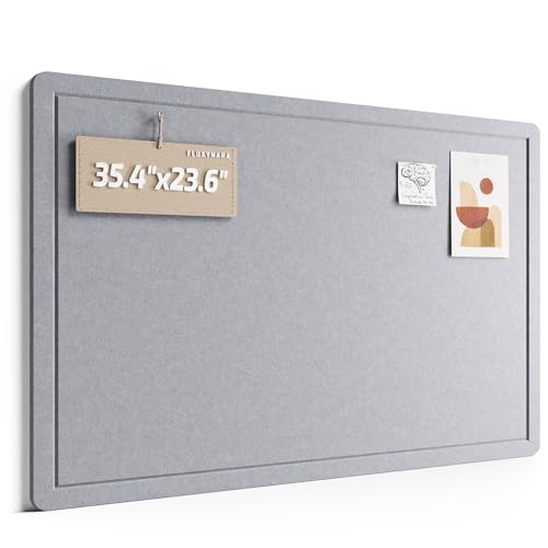 Fluxynara Felt Bulletin Board,35.4"x23.6", Soft Gray